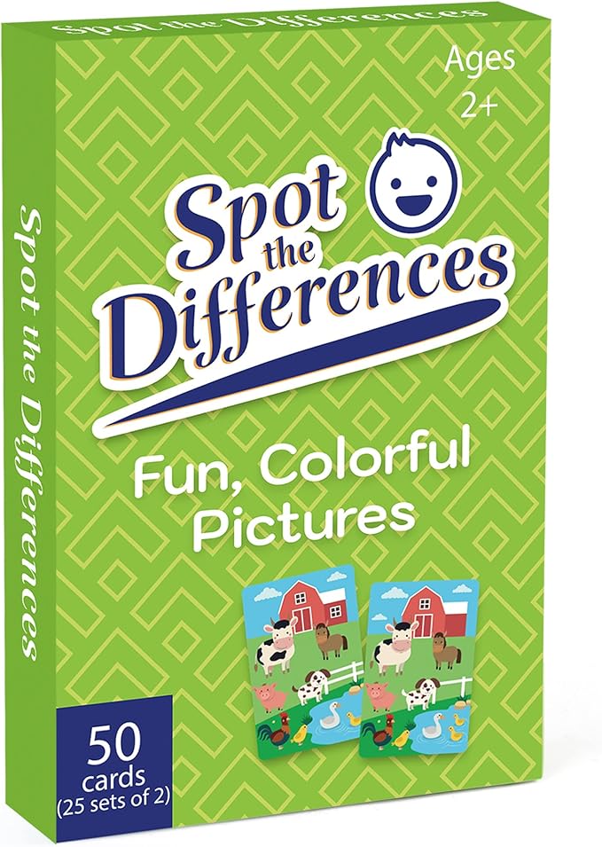 LotFancy Matching Game, Spot The Differences, Card Game for Kids, Fun Picture Puzzle Activity Cards for Family Game Night and Travel Games, Ages 2-9