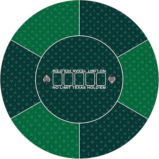 nuveti 24/31/47/55/63inch Round Poker Mat for Texas Holdem | Portable Poker Table Top with Art Deco Layout Print 6-8 Player Game Layout Mat to Play Cards, Poker Games, Blackjack, Casino
