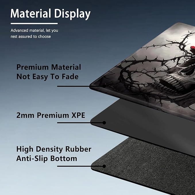 MTG Playmat Size 23.6x13.8in with Storage Bags Portable Playmat TCG and Board Game Mat for Cards Rubber Base Slip-Resistant Mousepad Desk Mat (Skull and Flower,No with Zone)