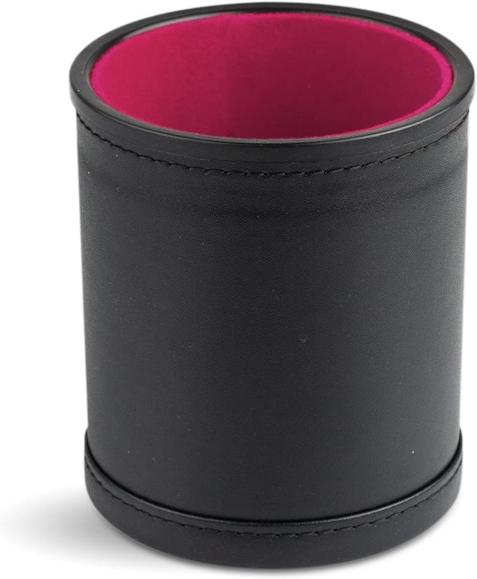 Leather Dice Cup for Board Games, Pink Felt Lining