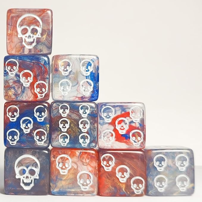 10 PC D6 dice 16mm Acrylic Dice Set for RPG MTG DND Dice Table Games and Board Games (Human Skeleton Blue)
