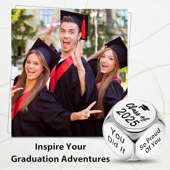 Graduation Gifts|6-Sided Metal Graduation Decider Dice|Graduation Gifts for Her|Class of 2025 Graduation Gifts|Grad Party Decorations for Her Him High School