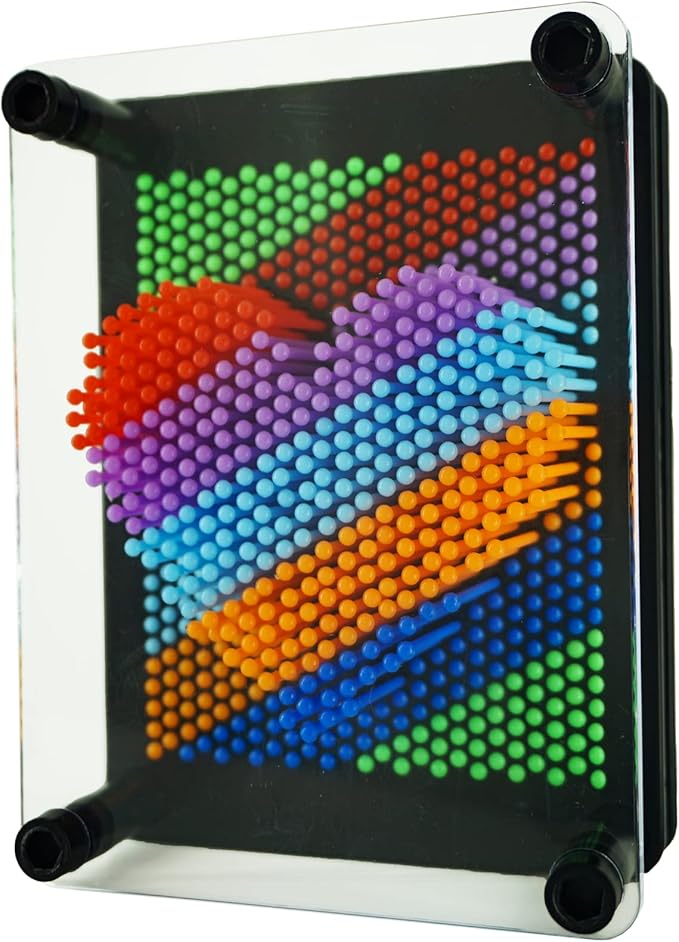 3D Pin Art Sensory Toy Size 5x3.7 Inches Needles Pin Impression Toy Intellectual Fun Rainbow Toys, Rainbow