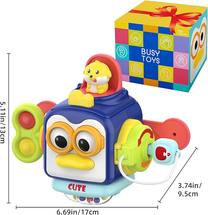 Activity Cube Montessori Toys, Activity Cube Toys for 1 Year Old Boy, Learning Toys for Toddlers 1-3, One Year Old Boy Birthday Gift, 1st Birthday Gifts, Travel Toys, Educational Toys
