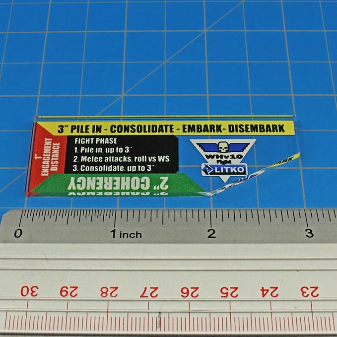 LITKO Gauge Set | Compatible with Warhammer 40K 10th Edition | Movement | Shooting | Fight | Close Combat | WH40K Templates (3-inch Fight Gauge)