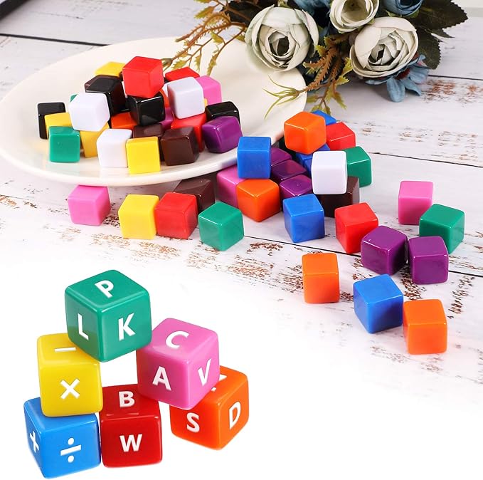 60 Pieces 16 mm Blank Dice Acrylic Dice Cubes Assorted Color DIY Cubes for Board Games with Storage Bag(Multicolor)