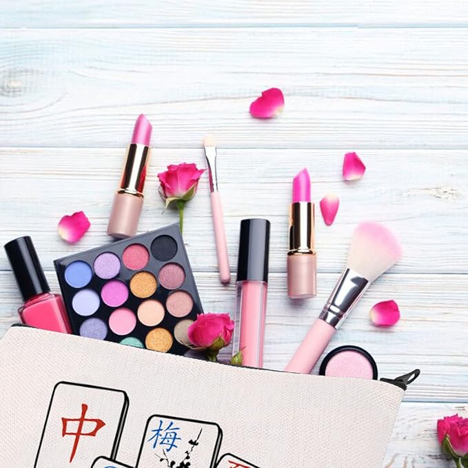 BDPWSS Mahjong Makeup Bag Mahjong Lover Gift Mahjong Board Game Storage Bag It's Mahjong Time Mahjong Gifts For Women Mahjong Player Gifts (mahjong time)