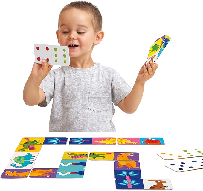 Banana Panda Let’s Play Dino Dominoes Game for Kids - Includes 28 Double-Sided Dinosaur Pieces with 2 Ways to Play, for Ages 2 Years and up