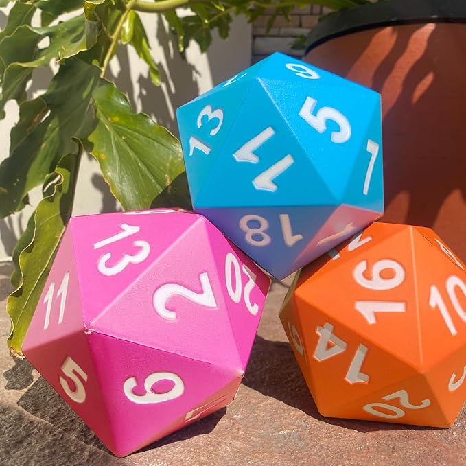 KESS Giant D20 Foam Dice: Oversized 20-Sided Dice for RPG and Collectors - 6 Vibrant Colors, Perfect for Outdoor Fun in Backyard, Pool, Beach. Ages 6+ (Pink)