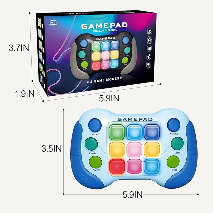 Fast Push Bubble Game, Quick Push Pop Light Up Game, Handheld Pro Game Machine Toys for Kids, Sensory Fidget Toys, 5 Modes Birthday Gifts for 6 7 8 9 Year Old Boys & Girls