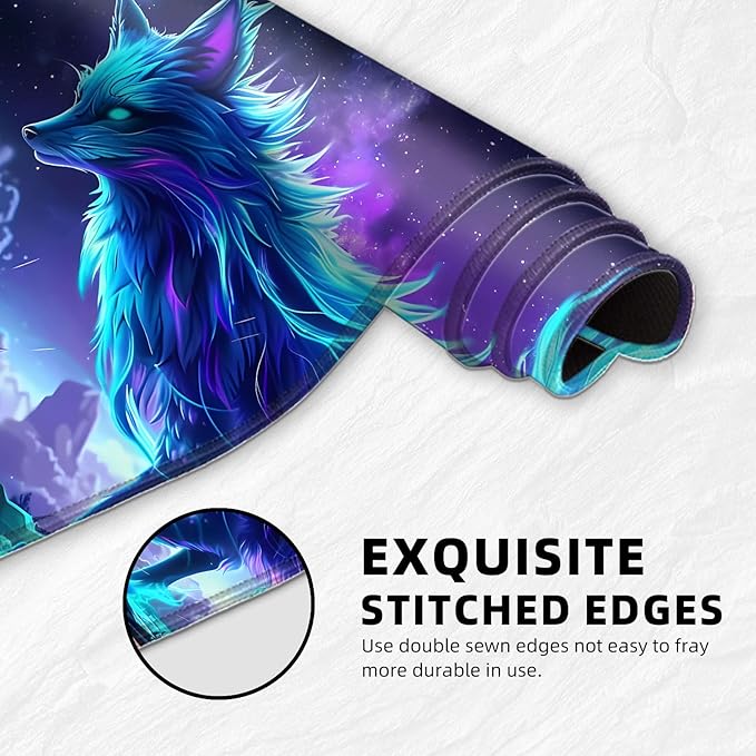 for MTG Playmat with Storage Bags, Card Playmat for TCG Card Playing Game,Rollable & Foldable for PTCG and Board Game Mat for Cards,Non-Slip Glowing Fox Desk Mat for Home Office