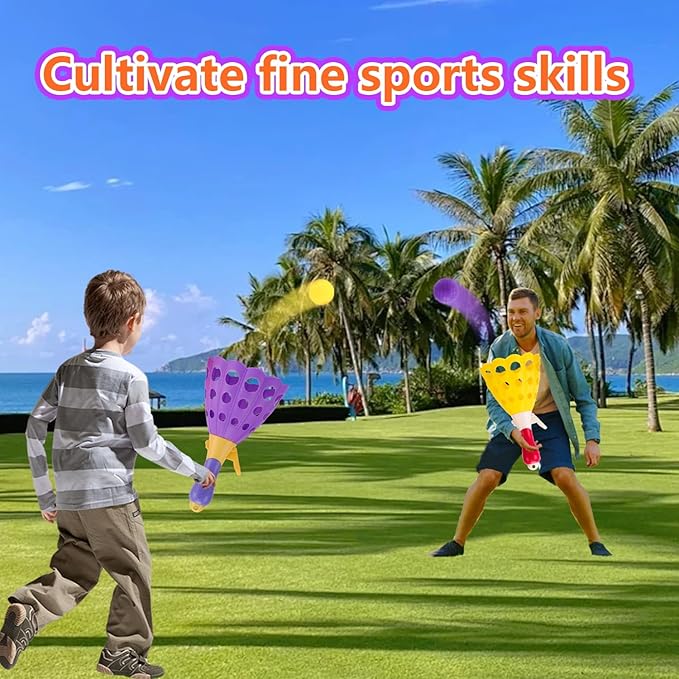 Outdoor Indoor Game Activities for Kids with 2 Catch Launcher Baskets and 10 Balls, Lawn Campground Beach Christmas Party Toys for Kids Age 5 6 7 8 9 10+ and Adult