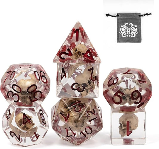 UDIXI Skull DND Dice Set, Resin D and D Dice Set Skull Dice Set D&D for RPG Dungeons and Dragons and Other Tabletop Games
