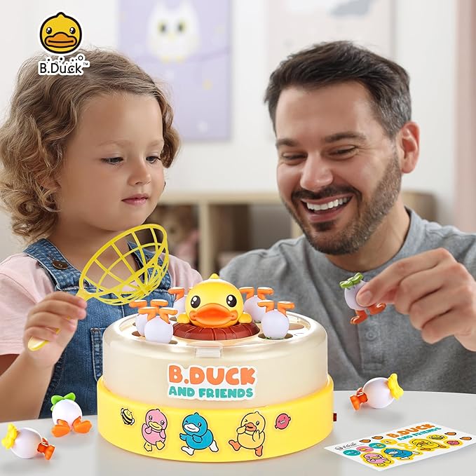 B.Duck Catch and Bounce Games Toys for Kids 3-5, B.Duck Board Games with 3 Nets for Kids 4-6, Birthday Gifts for Toddler Boys Girls 3 4 5 6 Years Old