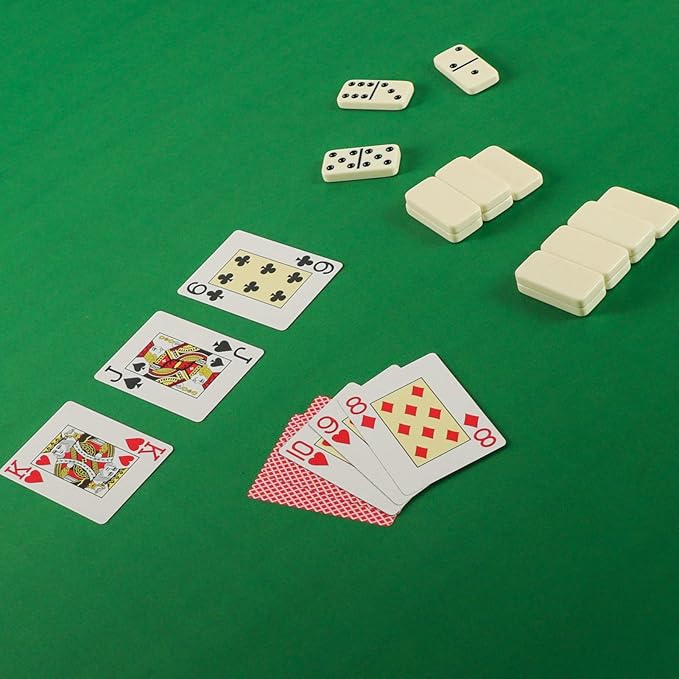 Mahjong Mat, Non-Slip & Noise Reduction Mahjong Table Mat, Game Mat with Carrying Bag & Dice (Green, 35" L x 35" W)