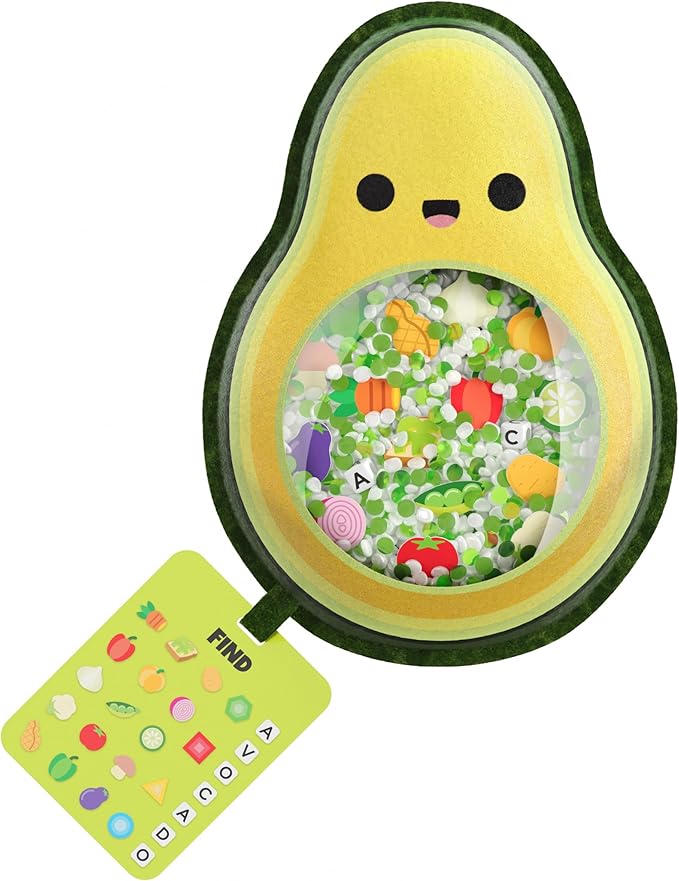 BIZYBOO - The Original Seek & Find Plush - Hidden Object Search Problem Solving Educational Matching Game for Kids 2 and Up (Guac)