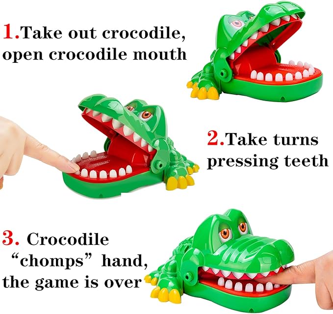iShyan Crocodile Teeth Toys Game for Kids, Crocodile Biting Finger Dentist Games with Sounds Funny Alligator Teeth Game