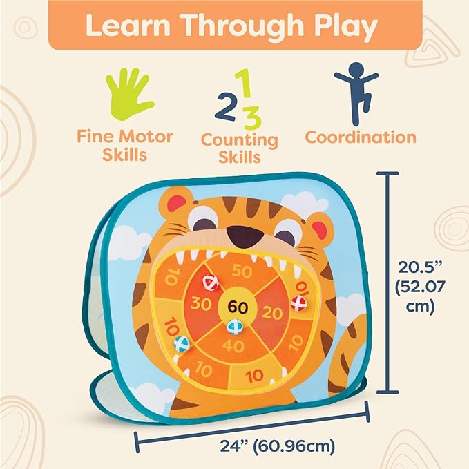 B. toys- Toss 'n' Score- Sports & Outdoor Summer Game Set – 3 Outdoor Games for Kids – Triple-Sided Dartboard & 10 Balls – Portable Carry Bag – 3 Years +