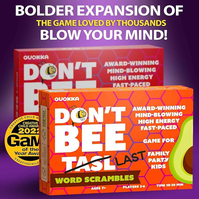 QUOKKA Family Word Games for Adults and Kids - Guess-in-Seconds Fun Spelling Slap Card Game for 2-6 Players - Hilarious Board Game for Family Night Ages 7+ to Make Your Brain Go Bananas