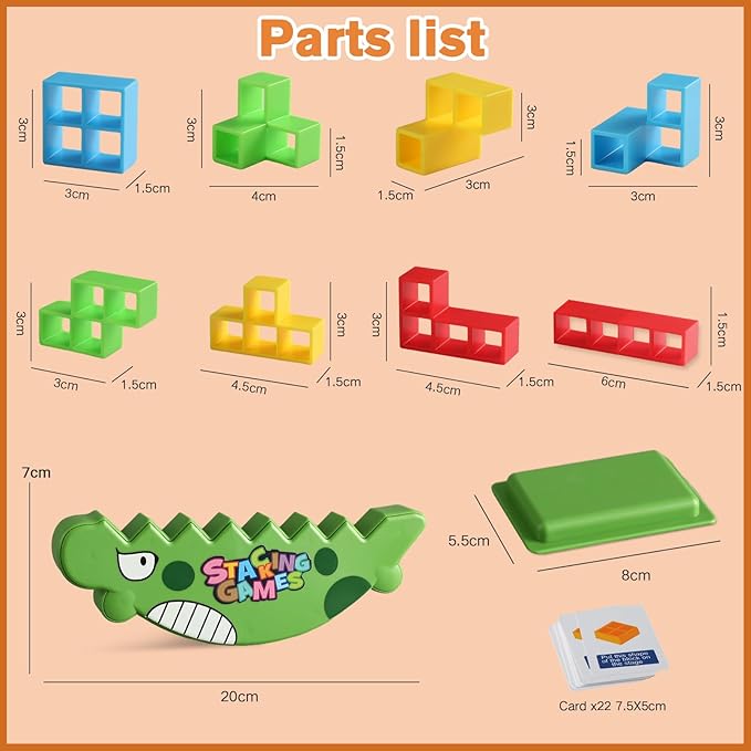 Tetra Tower Game, 64 PCS Board Games Kids and Stacking Blocks - Perfect Family Games for Kids and Adults, Ideal for Team Games, Building Games - Engaging and Exciting