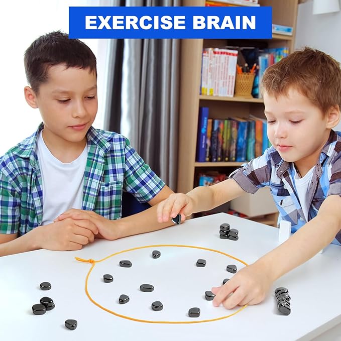 Magnetic Chess Set with 32 Travel-Stones, 3 String & Portable Storage Bag, Strategy Board Game for Family Game Night, Indoor Outdoor Use for Kids Adults (Age 9+)