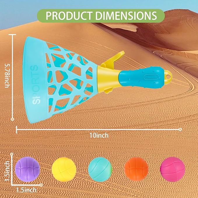 Pop and Catch Ball Game with 10 Balls and 2 Catch Launcher Baskets - Outdoor Indoor Game Activities, Basket Stuffers Gifts Beach Sport Summer Beach Toys for Kids Ages 3 4 5 6 7 8 10 12+
