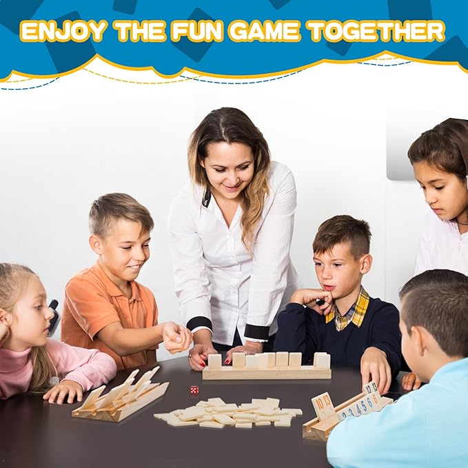 JEVERGN Rummy Cube Game 6 Player Edition, 160 Tiles Rummy Game with 6 Wooden Racks, Travel Rummy Game Set with Portable Case, Fit for Family Classic Board Games