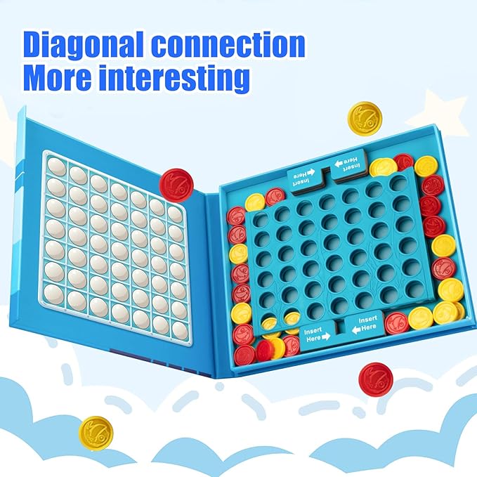 4 in a Row Game for Kids 3-8 - Perfect Travel Toy for Toddlers - Fun Road Trip & Airplane Activity - Camping Game Essentials for Kid
