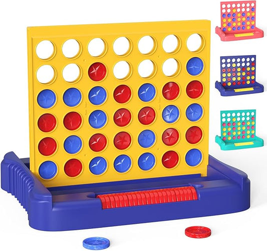 Pup Go 4 in a Row Game Large, Board Game for Kids, Four in a Line, Line Up 4, Classic Family Fun Games for 3 4 5 6 7 8 9+ Year Old Children Boys Girls Adults Yellow (6 Spare Discs Included)