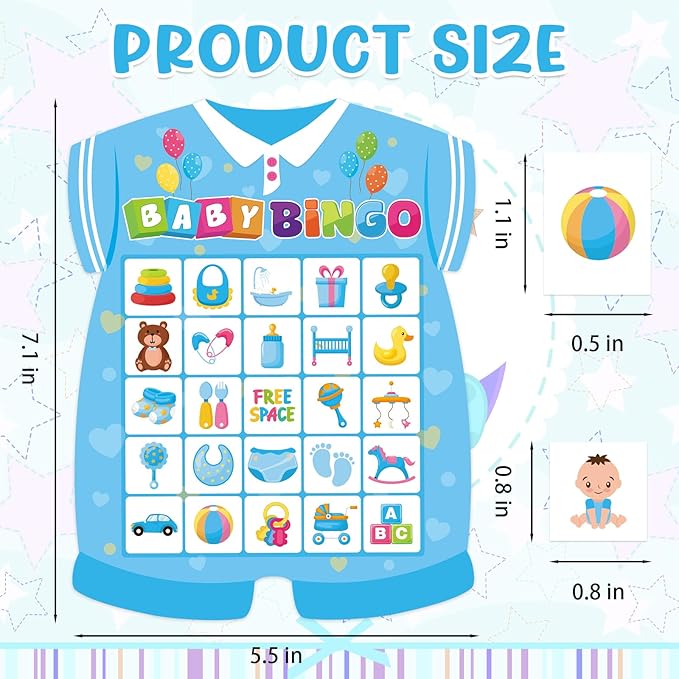 Baby Shower Bingo Game for Adults, 24 Players Baby Shower Bingo Cards Newborn Bingo Game for Family Friends Large Group Activity