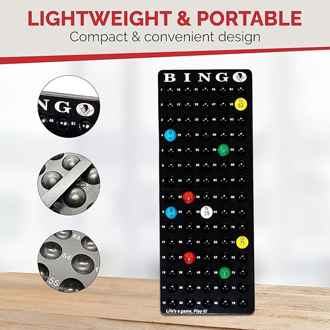 MR CHIPS Universal Bingo Ball Holder for 7/8", 3/5", and 3/4" Diameter Balls, Black Masterboard