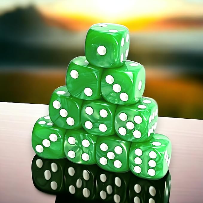 Luck Lab 10 Piece D6 Dice Pack - Acrylic Dice for RPG MTG DND Dice Table Games and Board Games (Green Pearl)
