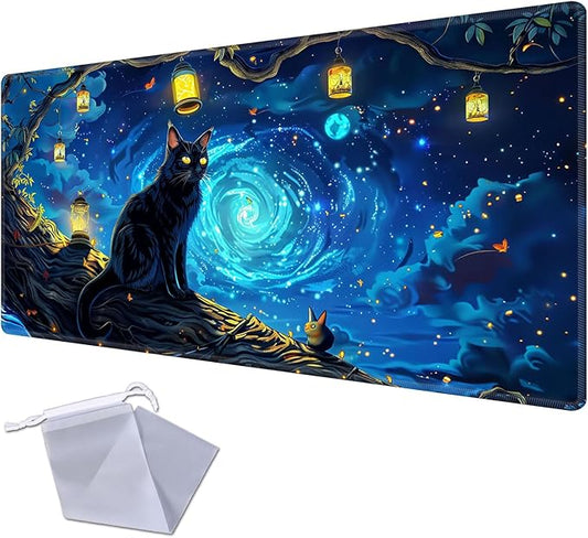 for MTG Playmat for Trading Card Games, Non-Slip Rubber Smooth Surface with Stitched Edges, Durable Desk Pad for Card Games, Custom Playmat Anime Playmat, A Mysterious and Stealthy Feline