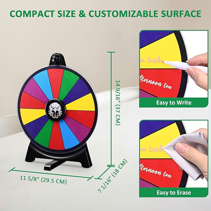 WinSpin 12" Prize Wheel 14 Slots Spinning Game Tabletop Fortune Game Eagle