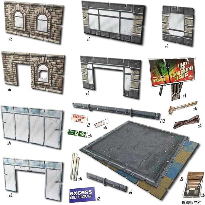 Battle Systems Urban Apocalypse Terrain City Block Core Set - 28-35mm RPG/Wargames 40k Crisis Protocol Modern Zombies Card Scenery