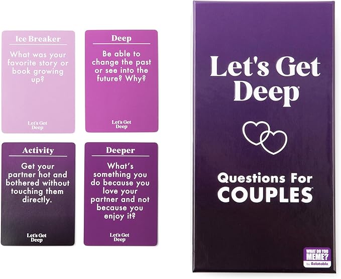 Let's Get Deep by Relatable, A Question Card Game for Couples, Great for Date Night Ideas, Couples Gifts, Wedding Gifts, and Long Distance Relationship Gifts, Includes 300 Cards to Build Up Intimacy