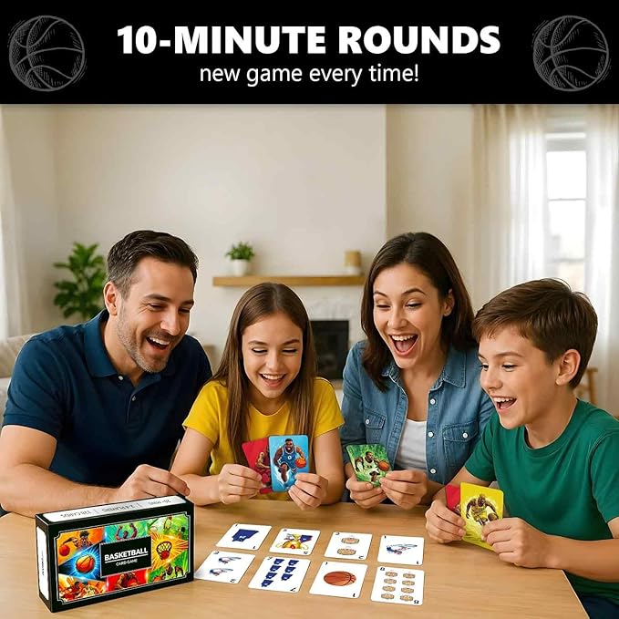 QUOKKA Basketball Fast-Paced Card Game for Kids & Adults – 128 Cards & Easy Rules – Quick & Fun Matching Game – 2-8 Players – Ages 8+ – Perfect for Family Games Night, Travel and Parties