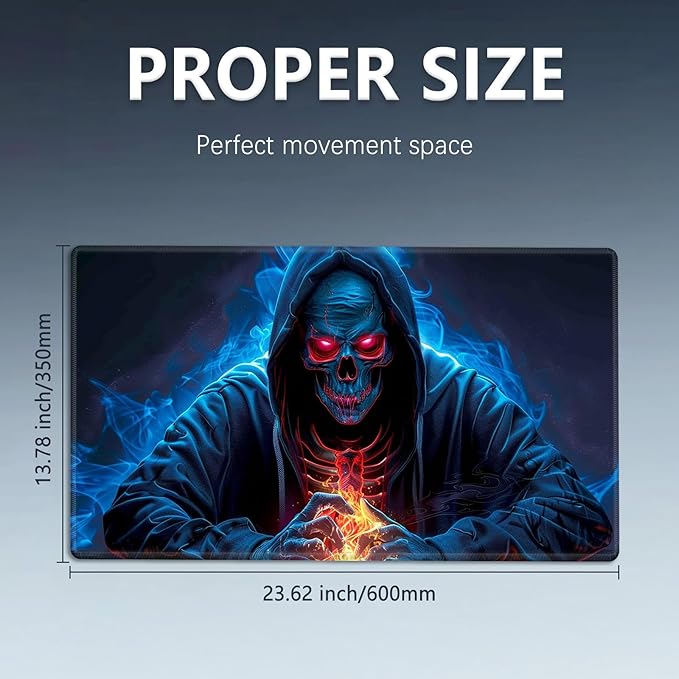 MTG Playmat Size 23.6x13.8in with Storage Bags Portable Playmat TCG and Board Game Mat for Cards Rubber Base Slip-Resistant Mousepad Desk Mat (Death Skull,No with Zone)