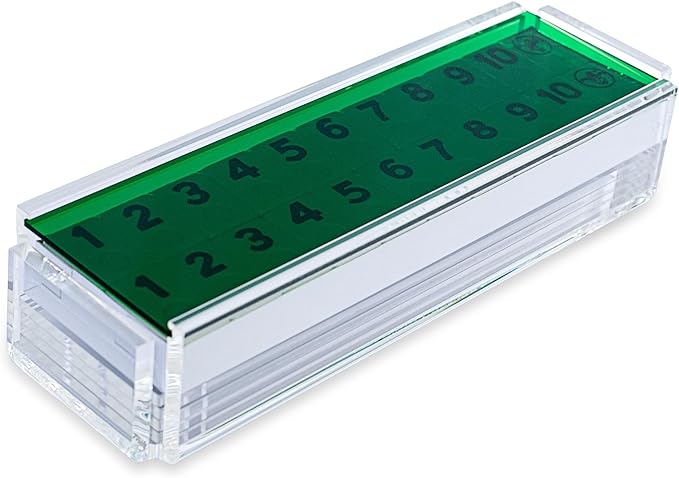 Luxury Rummy Tile Set Game in Handmade Acrylic Case with 4 Racks Included (Green)