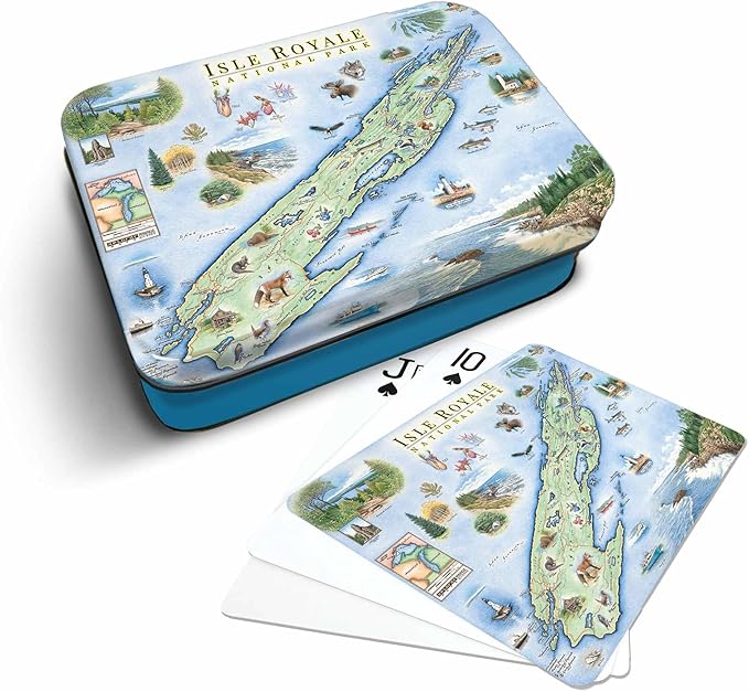 Isle Royale National Park Map Standard 52-Deck Playing Cards - Official Vegas Poker Size