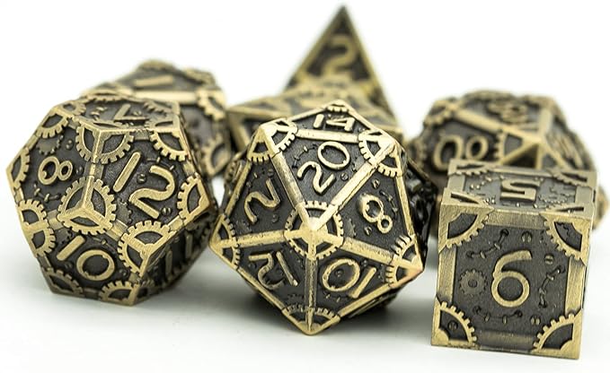 UDIXI Metal Dice Set 7 Die Polyhedral Dice Set DND Dice for Dungeons and Dragons Role Playing Game and Other Board Game (Ancient Bronze)