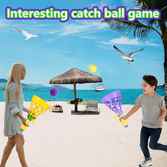 Kids Outdoor Indoor Game Activity, Pinball Catch Game with 2 Catch Launcher Baskets and 10 Balls, Birthday Party Favor for Kids 4 5 6 7 8 10 12+