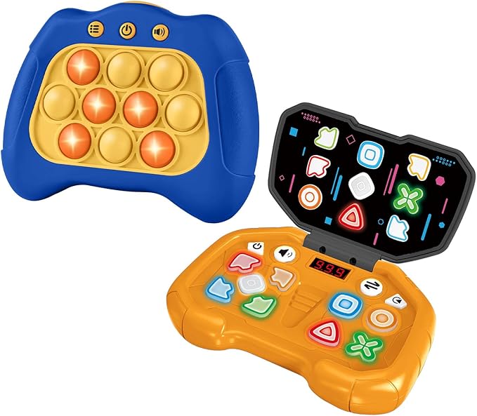 Quick Push Game & Handheld Dance Game, Light Up Push Bubble/Button Game Electronic Brain & Memory Games Stress Relief Sensory Pop Fidget Game Toys Birthday Toy for Kids 3-12
