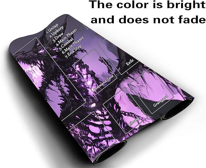 MTG Playmat, Game Play Mat for MTG TCG 24 x 14 inches Trading Card Inked Game Playmats with Storage Bag Smooth Rubber Surface Battle Game