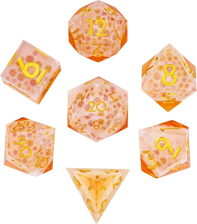7PCS Beer Dice Set,Handmade Sharp Edge Dice Set D&D RPG Polyhedral Die,for Dungeons and Dragons TTRPG Games Roleplaying Games Pathfinder,with Gift Box.