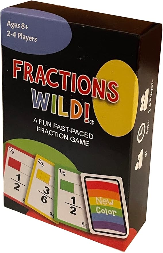 Fractions Wild - Match Fraction Number or Color to be The First to get rid of All Your Cards! Easy to Learn, Fun to pla Math Game for 3rd, 4th, 5th and 6th Grades.