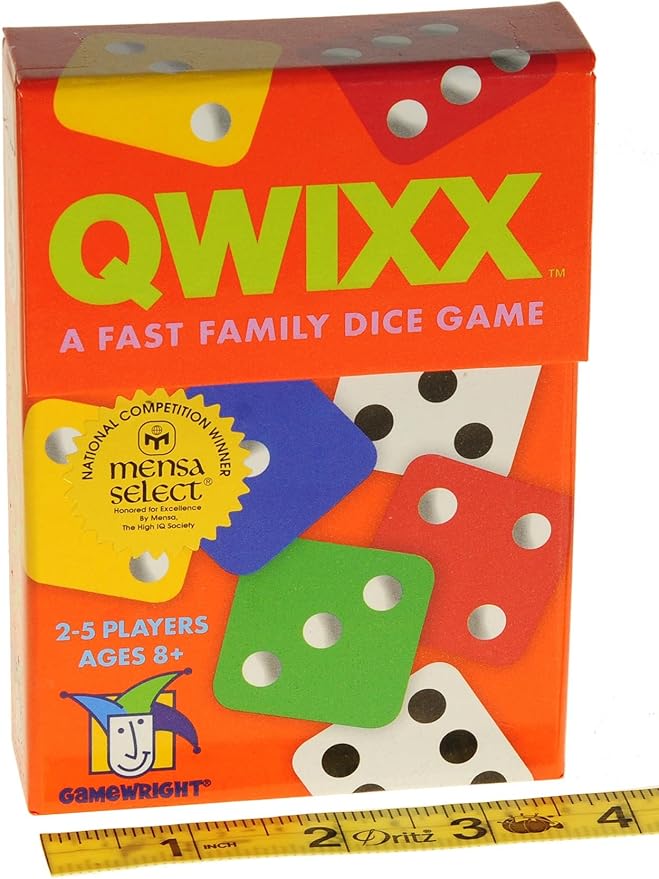 QWIXX Dice Game, 2 Replacement Scoresheet Packs, RED Velvet Drawstring Pouch, Bundled Items