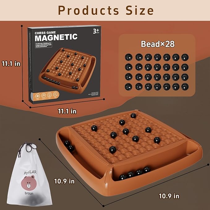 Magnet Chess Game, Family Board Games for Kids and Adults, Magnet Chess Set Ideal for Family and Friend Game Night, 2-4 Players (28pcs)