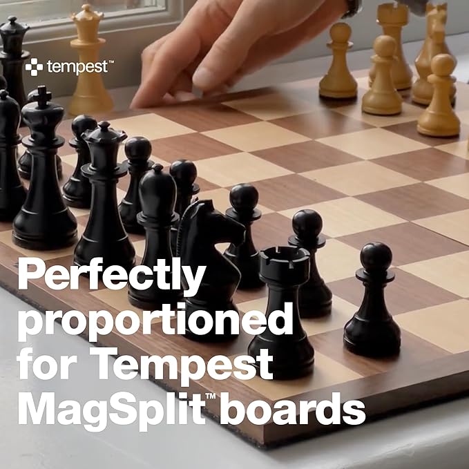 TEMPEST London 2013 Ultimate Chess Ensemble :: Wooden Chess Set + Hardwood Portable Chess Board + Weatherproof Carry-All Bag + Lacquer Storage Box + Scorebook + Tempest Deluxe Chess Clock/Dock