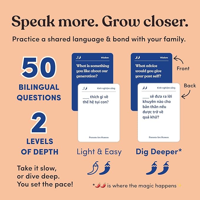 Parents Are Human Bilingual Conversation Cards, English + Vietnamese
